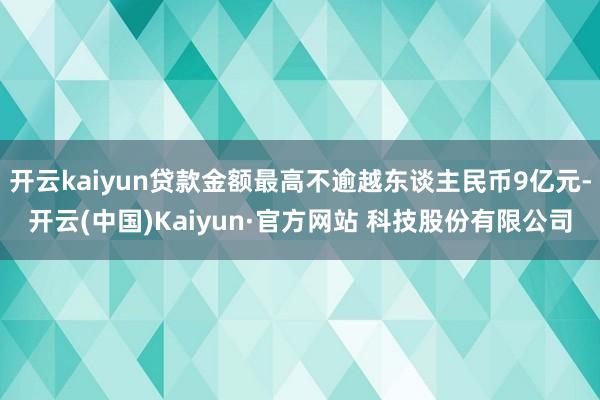 开云kaiyun贷款金额最高不逾越东谈主民币9亿元-开云(中国)Kaiyun·官方网站 科技股份有限公司